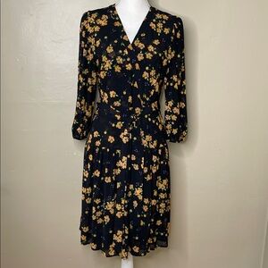 CABI 5945 Debut Dress Fiesta Floral Wrap Soft Mesh Ruffle Skirt Trad Wife Small